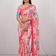 Weightless Print Loose Saree with Blouse for Premium Ethnic and Traditional Wear | BMS-BLUE STONE