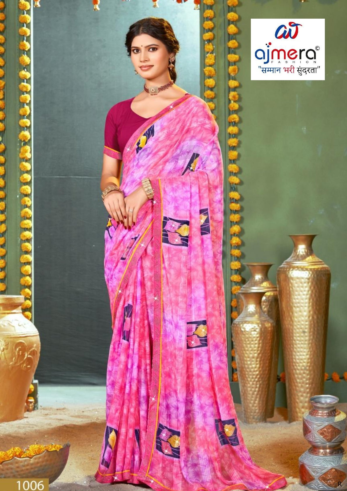 Beautiful Printed Saree with Blouse Piece for Cultural Celebrations | PRM-ANGOORI