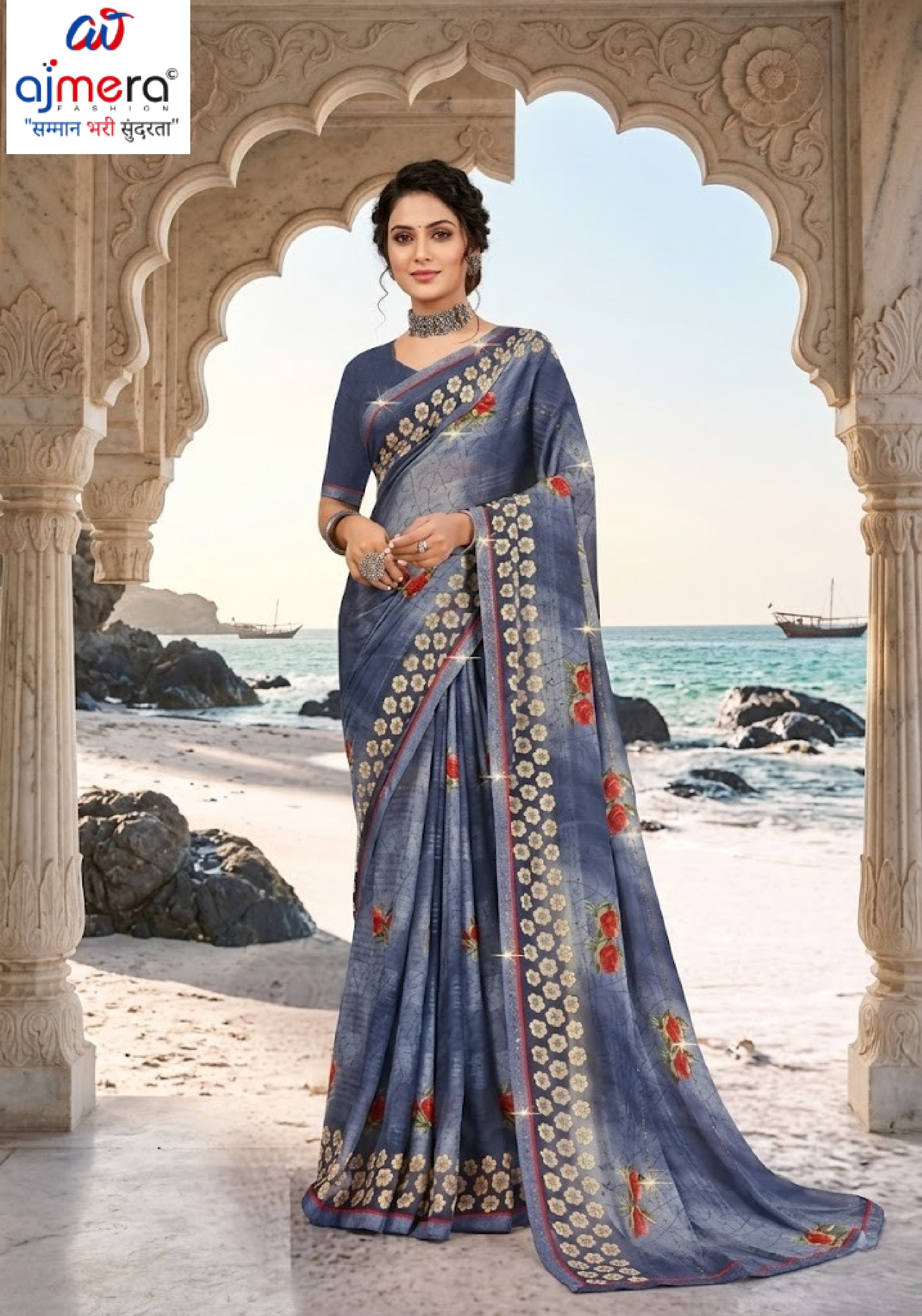 Premium Printed Saree with Matching Blouse Piece for Ethnic Elegance | PRM-TWO GULAB