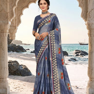 Premium Printed Saree with Matching Blouse Piece for Ethnic Elegance | PRM-TWO GULAB