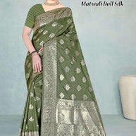 Premium Elegance Jacquard Silk Saree With Blouse Piece | TUL-MATWALI DOLL SILK