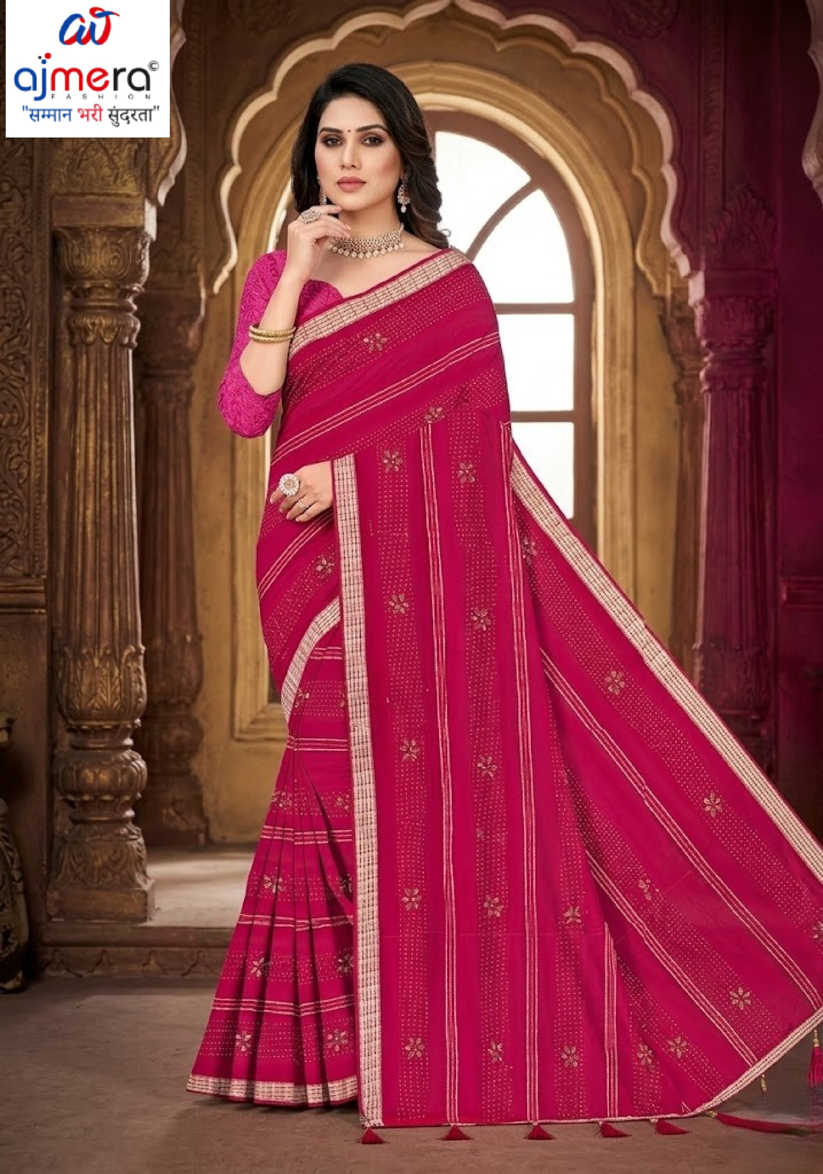 Latest Dyed Matching Saree with Blouse Piece for Premium Ethnic and Traditional Wear | TIK-UPI