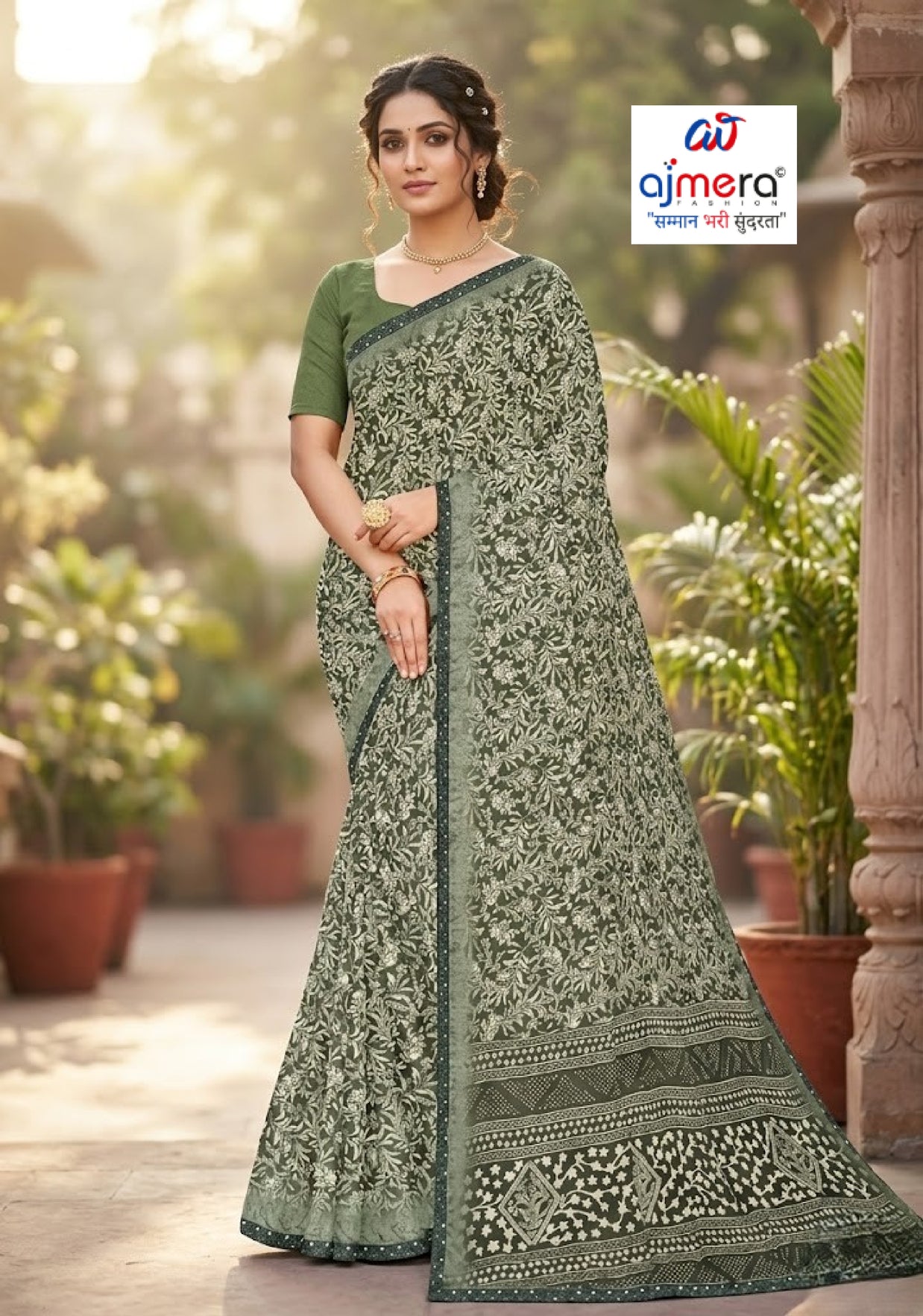 Designer Printed Saree with Blouse Piece for Special Occasions  | SSR-MUNNI