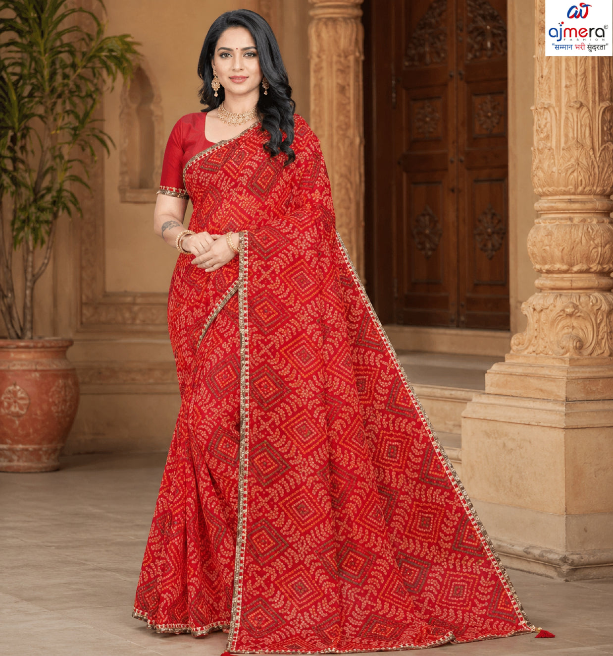 Georgette Print Loose Saree with Blouse for Premium Ethnic and Traditional Wear | JS-ANJALI-2