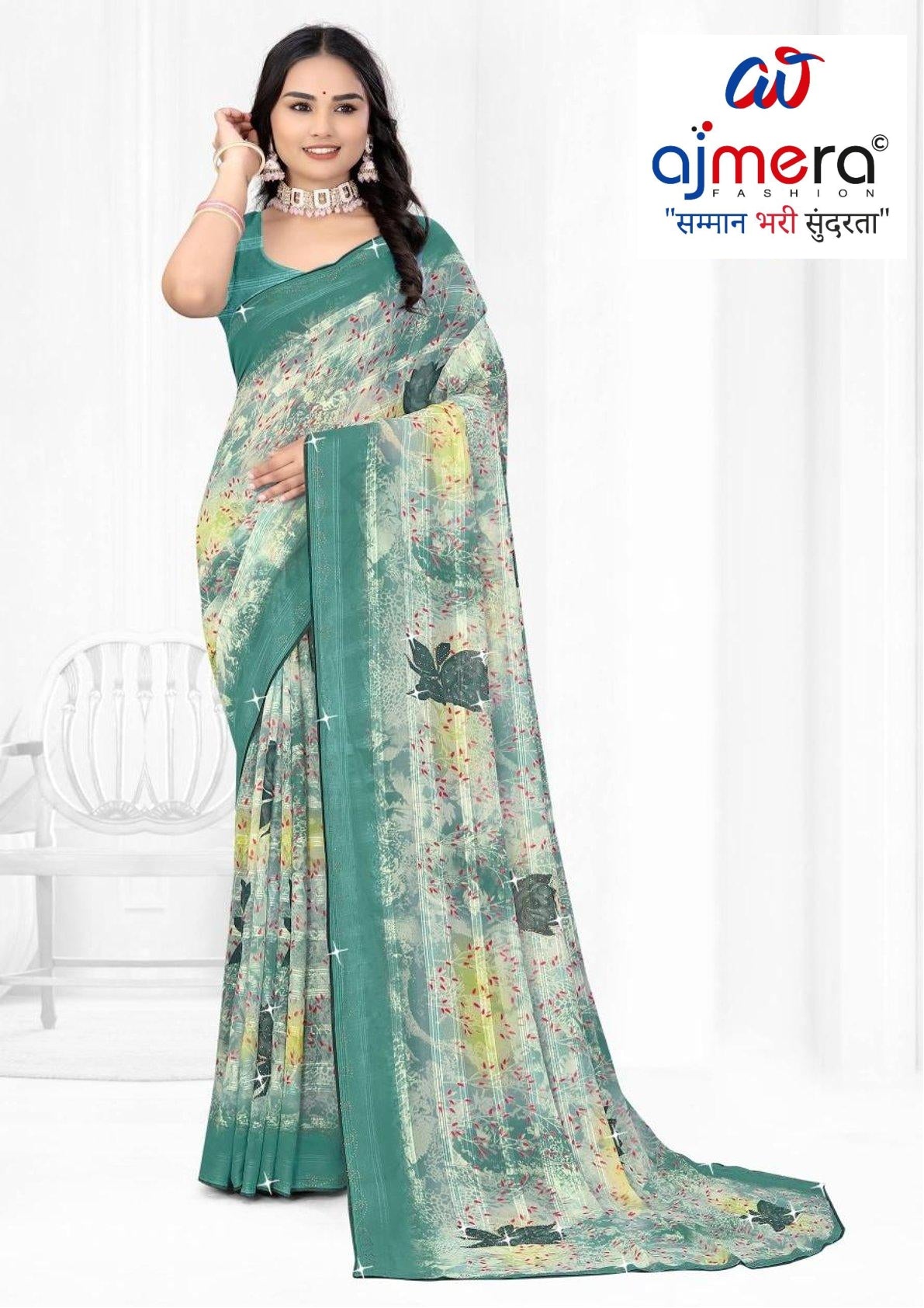 Weightless Print Loose Saree with Blouse for Premium Ethnic and Traditional Wear | TTS-SAJILI