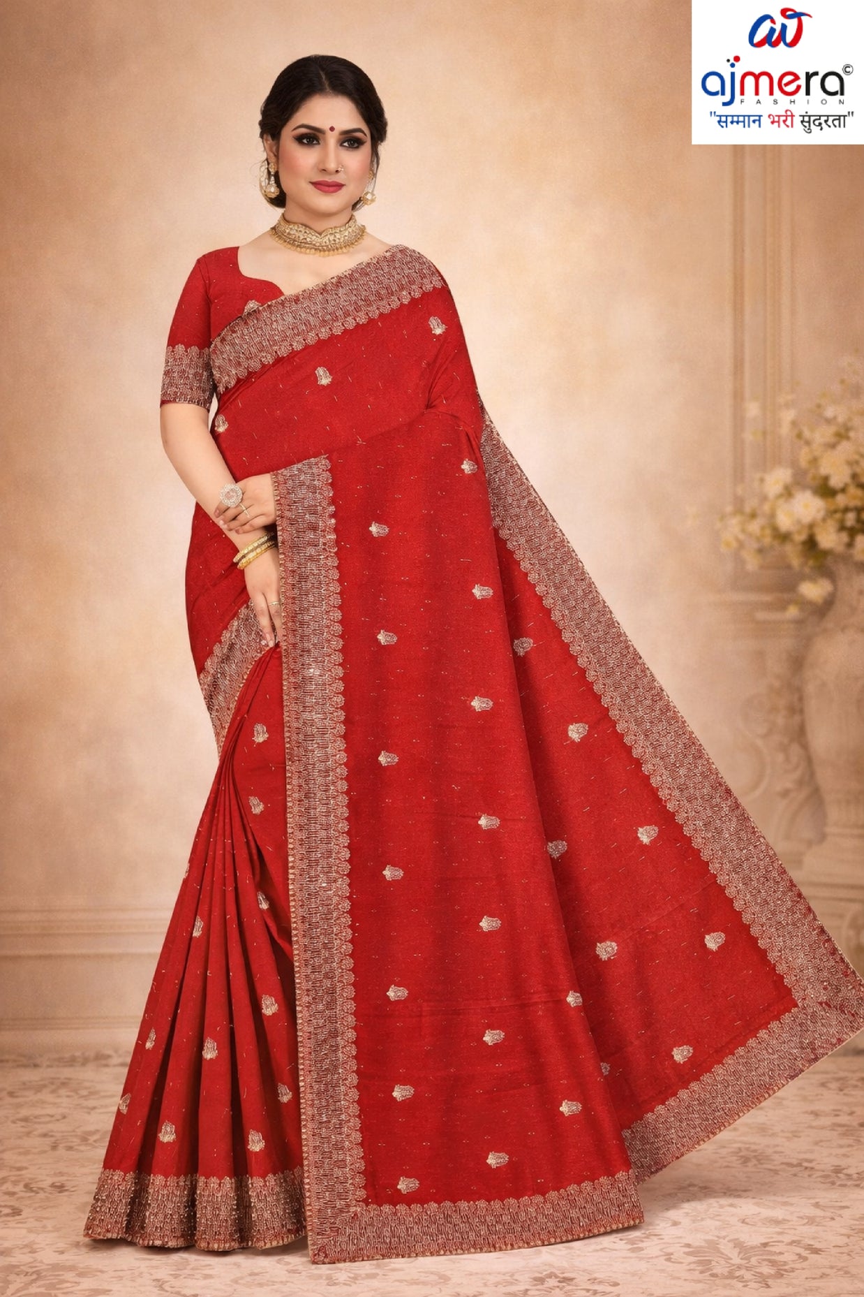 Party Wear Rapier Silk Matching Saree With Blouse Piece | VKM-KHAMAN DHOKLA
