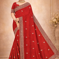 Party Wear Rapier Silk Matching Saree With Blouse Piece | VKM-KHAMAN DHOKLA
