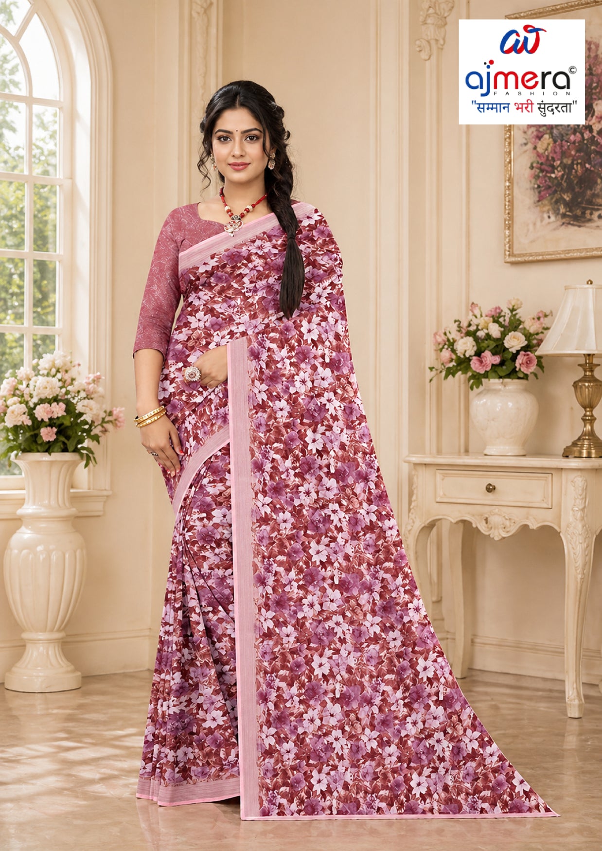Beautiful Printed Saree with Blouse Piece for Cultural Celebrations  | GLC-ASHIRWAD