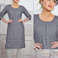 Plus Size Embroidered Kurti for Women | SHP-CHICKEN SEQUENCE WORK BIG