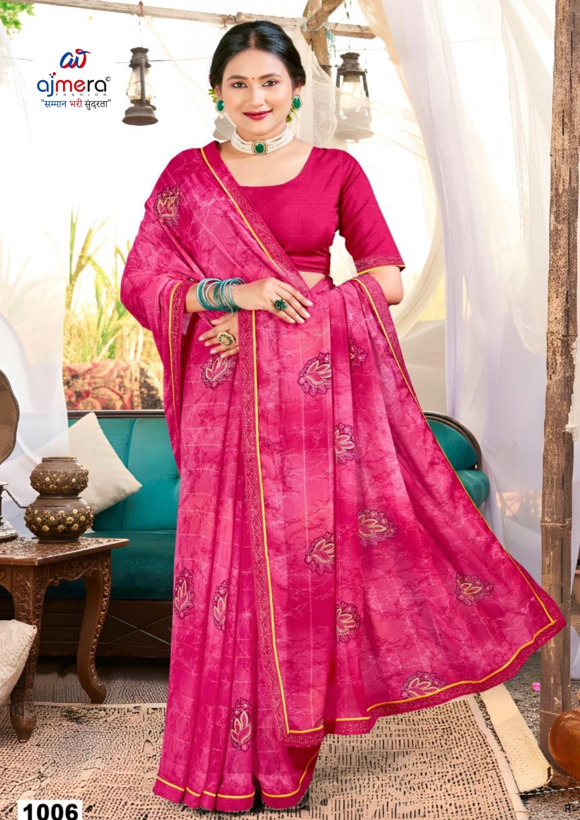 Elegant Printed Saree with Designer Blouse Piece for Festive Wear | PRM-SONA GIRL