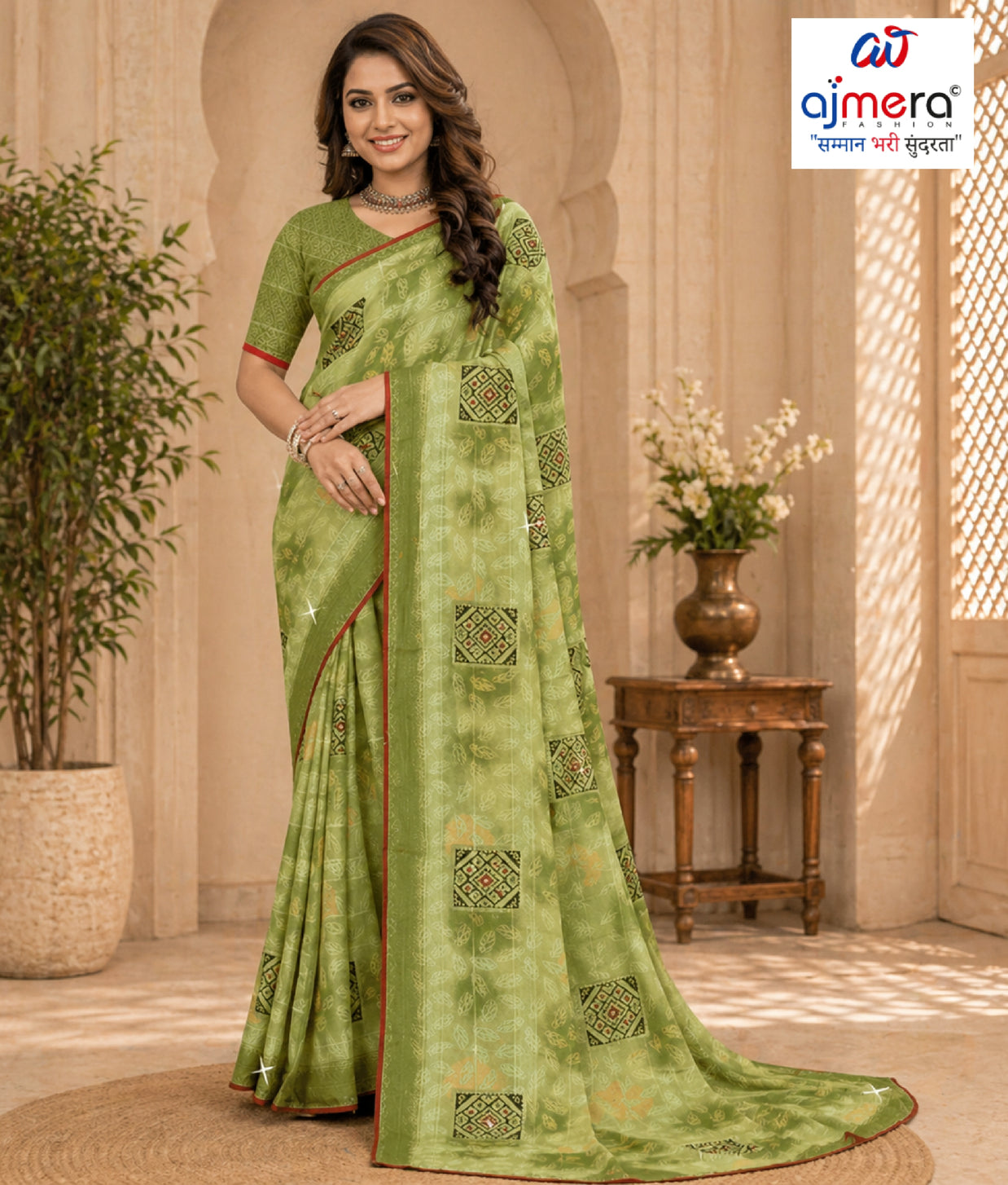 Chic Printed Saree with Blouse Piece for Sophisticated Ethnic Style  | TTS-EKNOOR