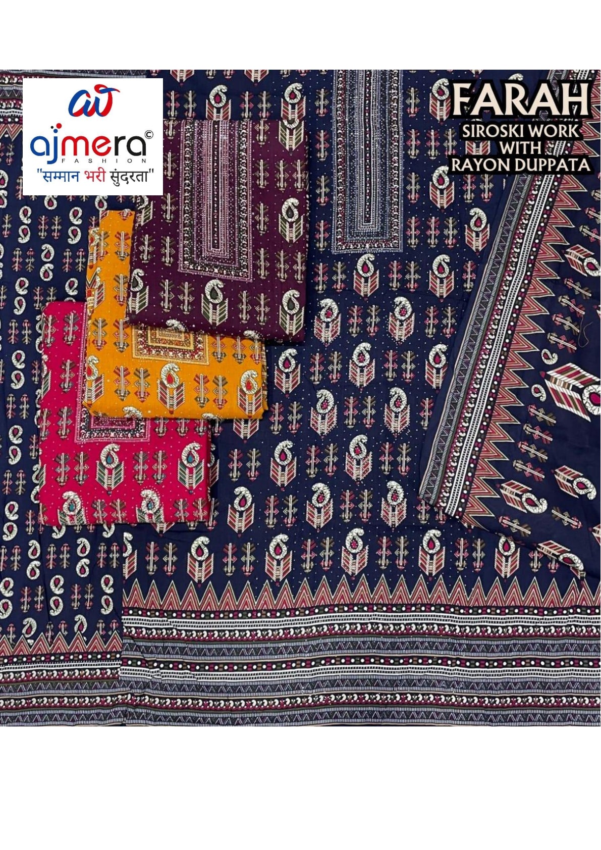 Premium Rayon Unstitched Suit Set | DAF-FARAH