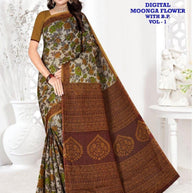 Printed Cotton Saree with Blouse Piece for Premium Ethnic and Traditional Wear | ASS-DIGITAL MOONGA FLOWER VOL-1