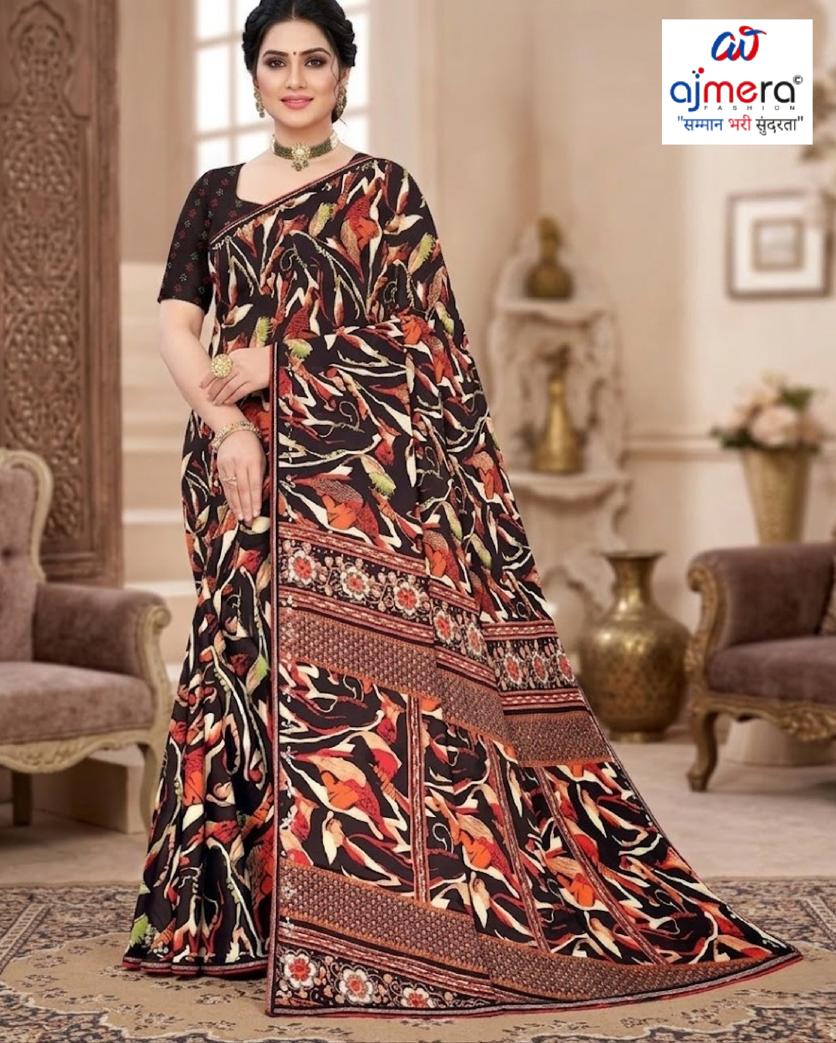 Fashionable Printed Saree with Blouse Piece for Festive Collection | GLC-LARA CHIFFION