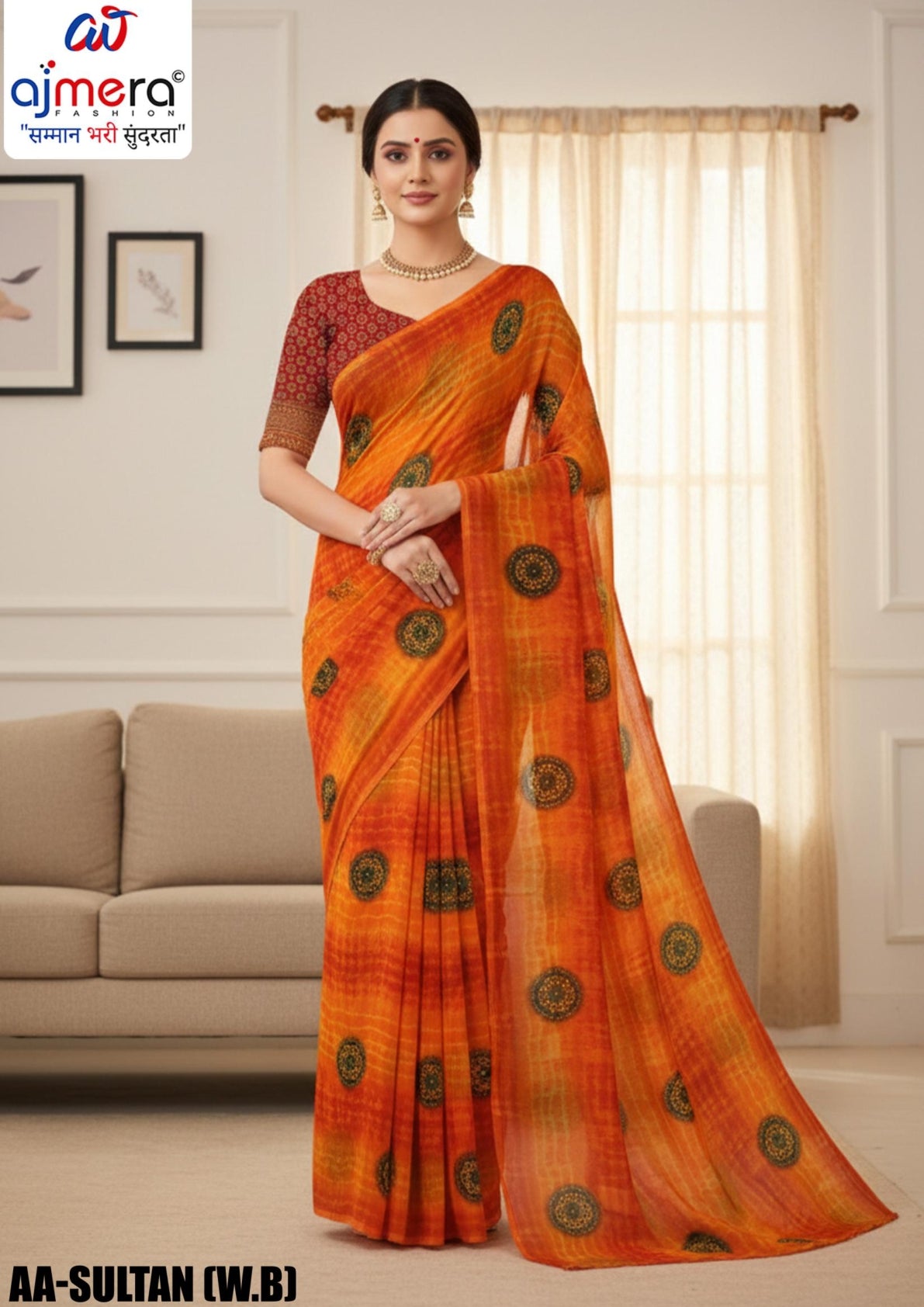 Ranial Print Loose Saree with Blouse for Premium Ethnic and Traditional Wear | AA-SULTAN{W.B}
