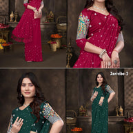 Georgette Satin Dyed Matching Saree with Blouse Piece for Premium Ethnic and Traditional Wear | RLL-ZARIVIBE-2