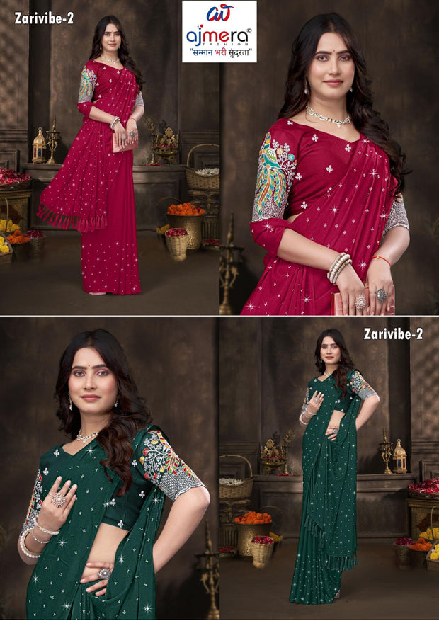 Georgette Satin Dyed Matching Saree with Blouse Piece for Premium Ethnic and Traditional Wear | RLL-ZARIVIBE-2