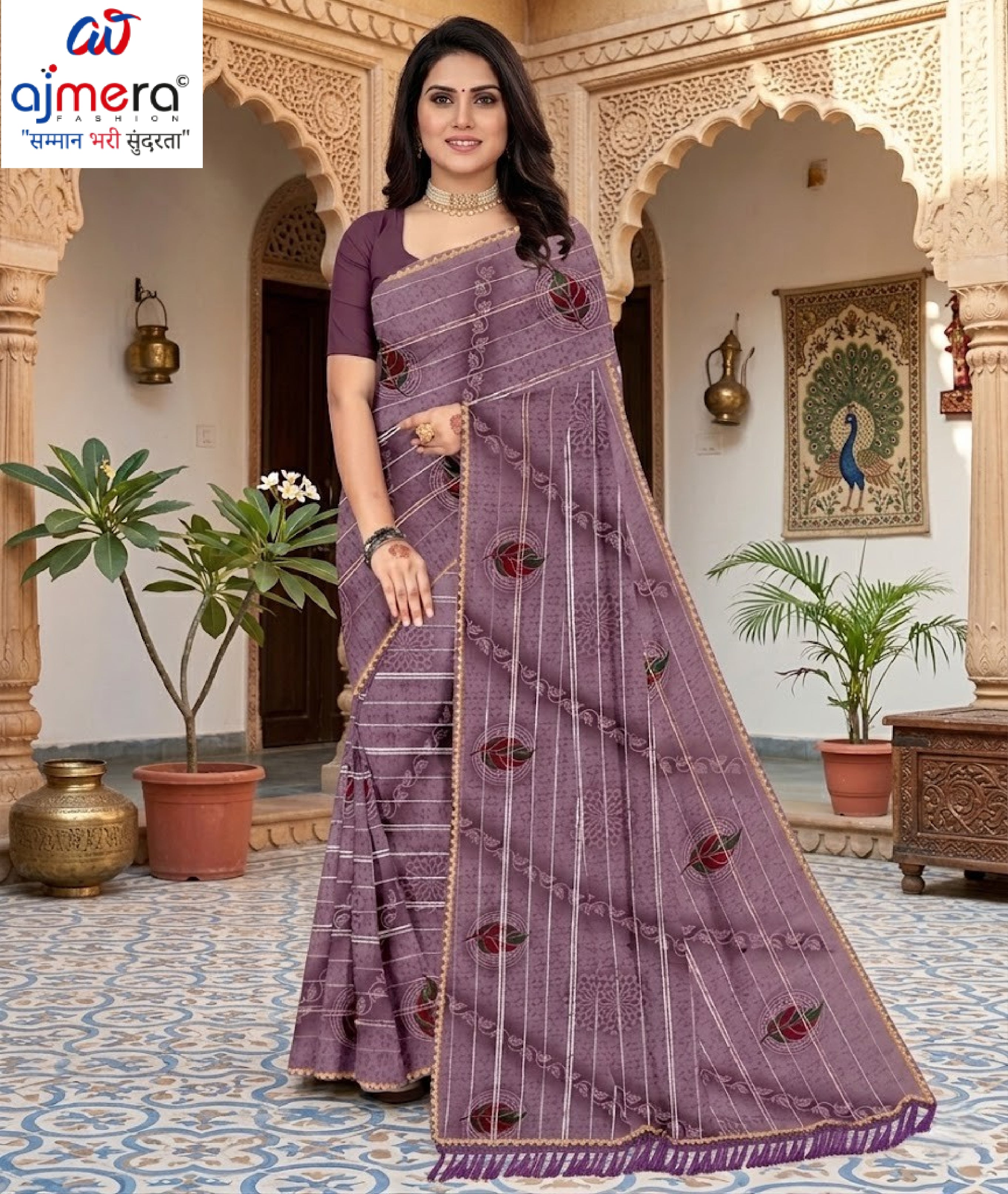 Premium Printed Saree with Matching Blouse Piece for Ethnic Elegance  | GPT-BIJLI-1