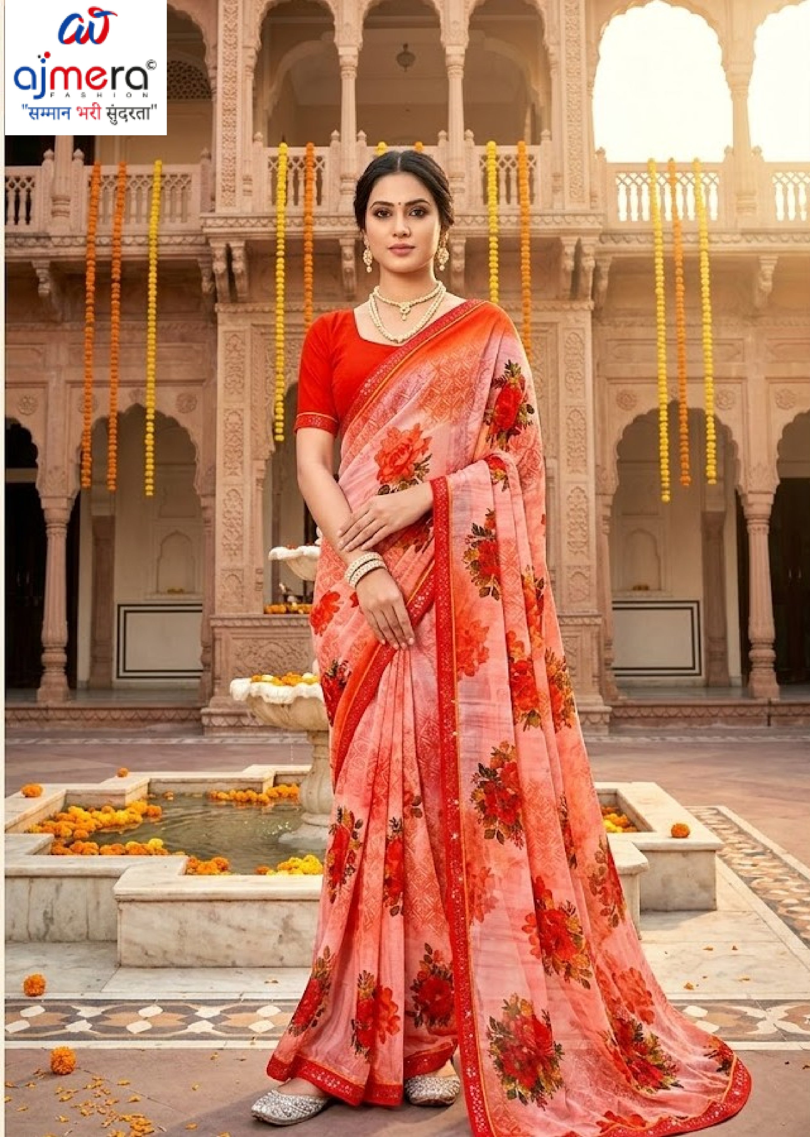 Trendy Printed Saree with Blouse Piece for Women’s Ethnic Wardrobe | PRM-PINK GIRL