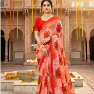 Trendy Printed Saree with Blouse Piece for Women’s Ethnic Wardrobe | PRM-PINK GIRL