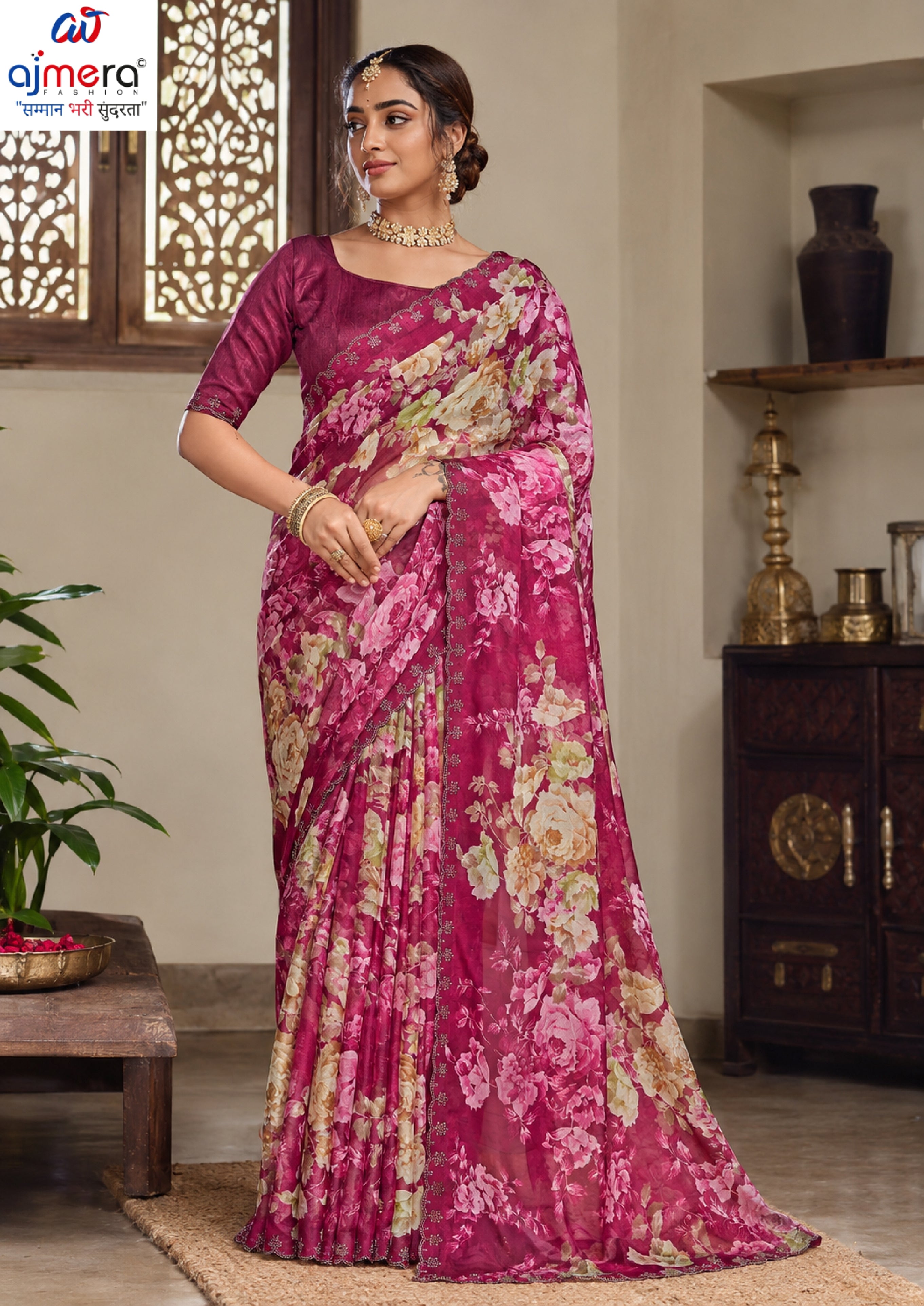 Premium Printed Saree with Matching Blouse Piece for Ethnic Elegance  | RDD-TANUJA