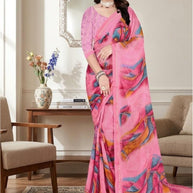 Chiffon Print Loose Saree with Blouse for Premium Ethnic and Traditional Wear | TTS-VISHWA