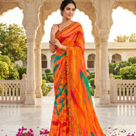Fashionable Printed Saree with Blouse Piece for Festive Collection  | PRM-GULNASHI VOL-2