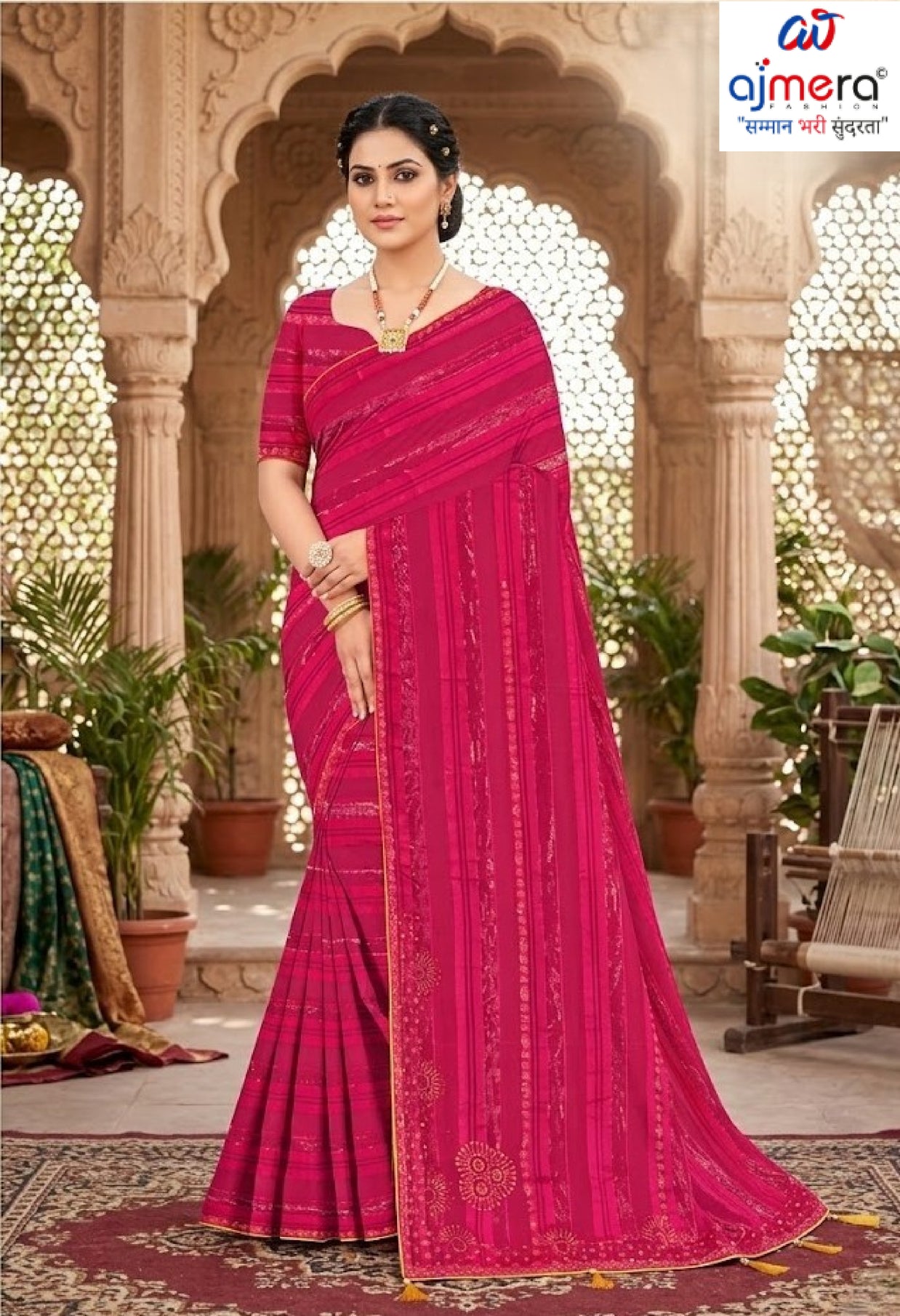 Trendy Dyed Matching Saree with Blouse Piece for Premium Ethnic and Traditional Wear | TIK-BAJIRAO