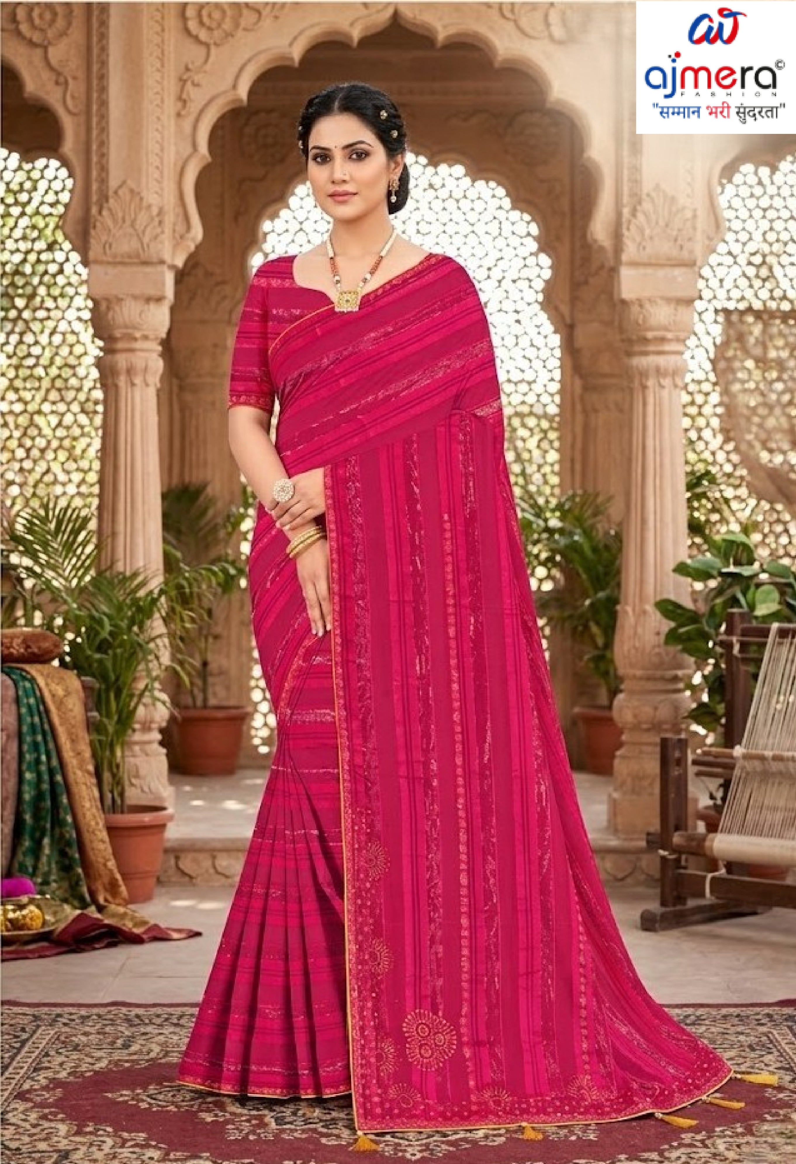 Trendy Dyed Matching Saree with Blouse Piece for Premium Ethnic and Traditional Wear | TIK-BAJIRAO