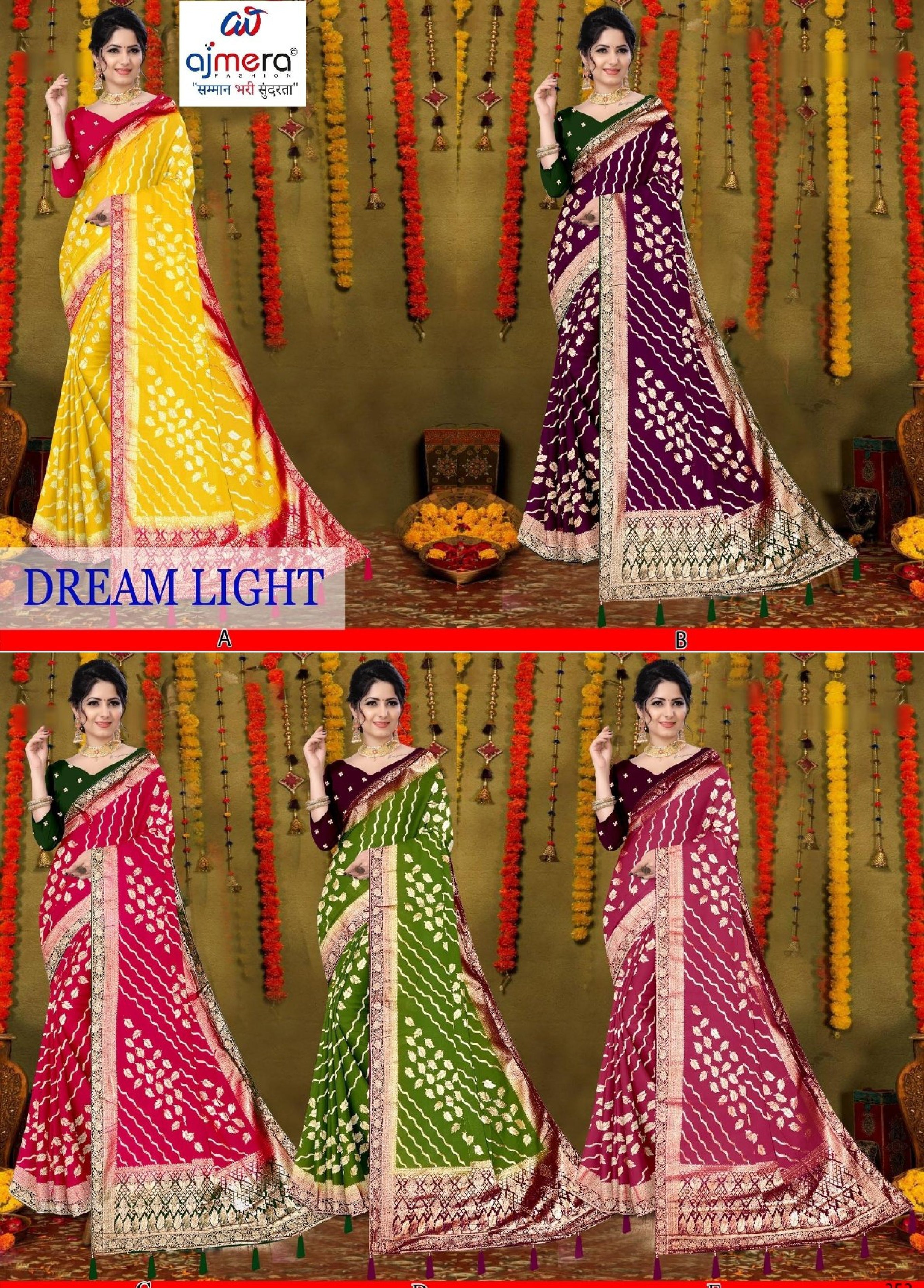 Premium Jacquard Silk Saree with Matching Blouse Piece for Ethnic Celebrations | DNA-DREAM LIGHT
