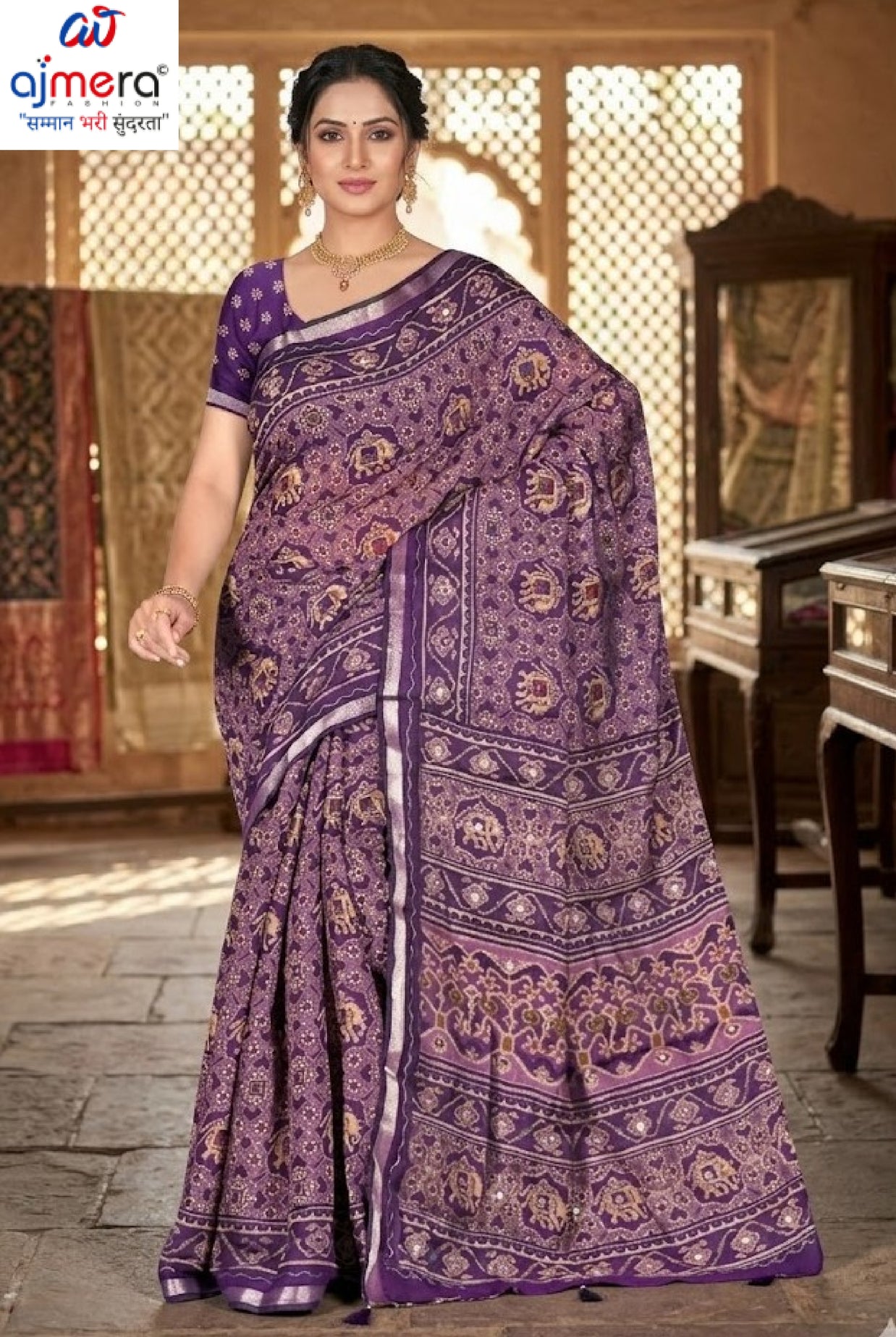 Graceful Printed Saree with Blouse Piece for Modern Ethnic Fashion  | VER-SHANTI-47831