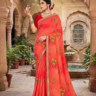 Elegant Printed Saree with Designer Blouse Piece for Festive Wear | PRM-HIRAMOTI