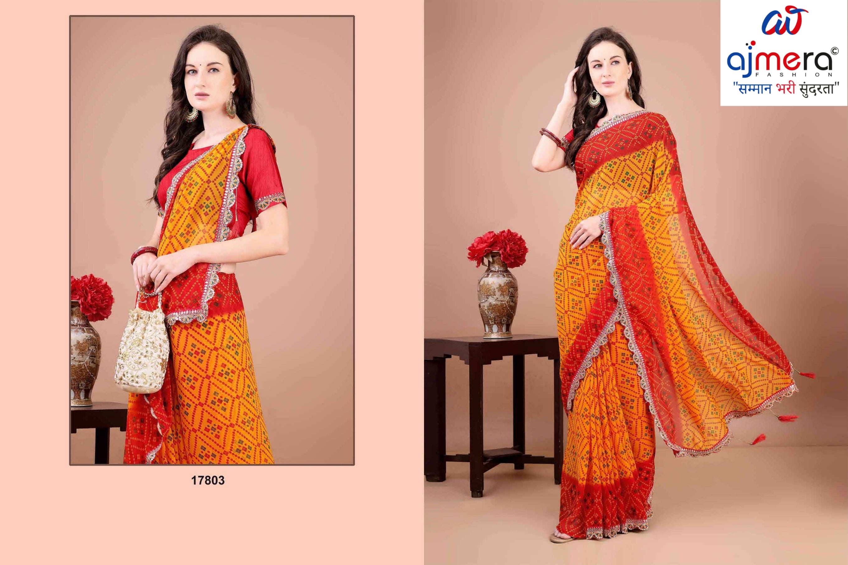 Elegant Printed Saree with Designer Blouse Piece for Festive Wear | JS-KESAR
