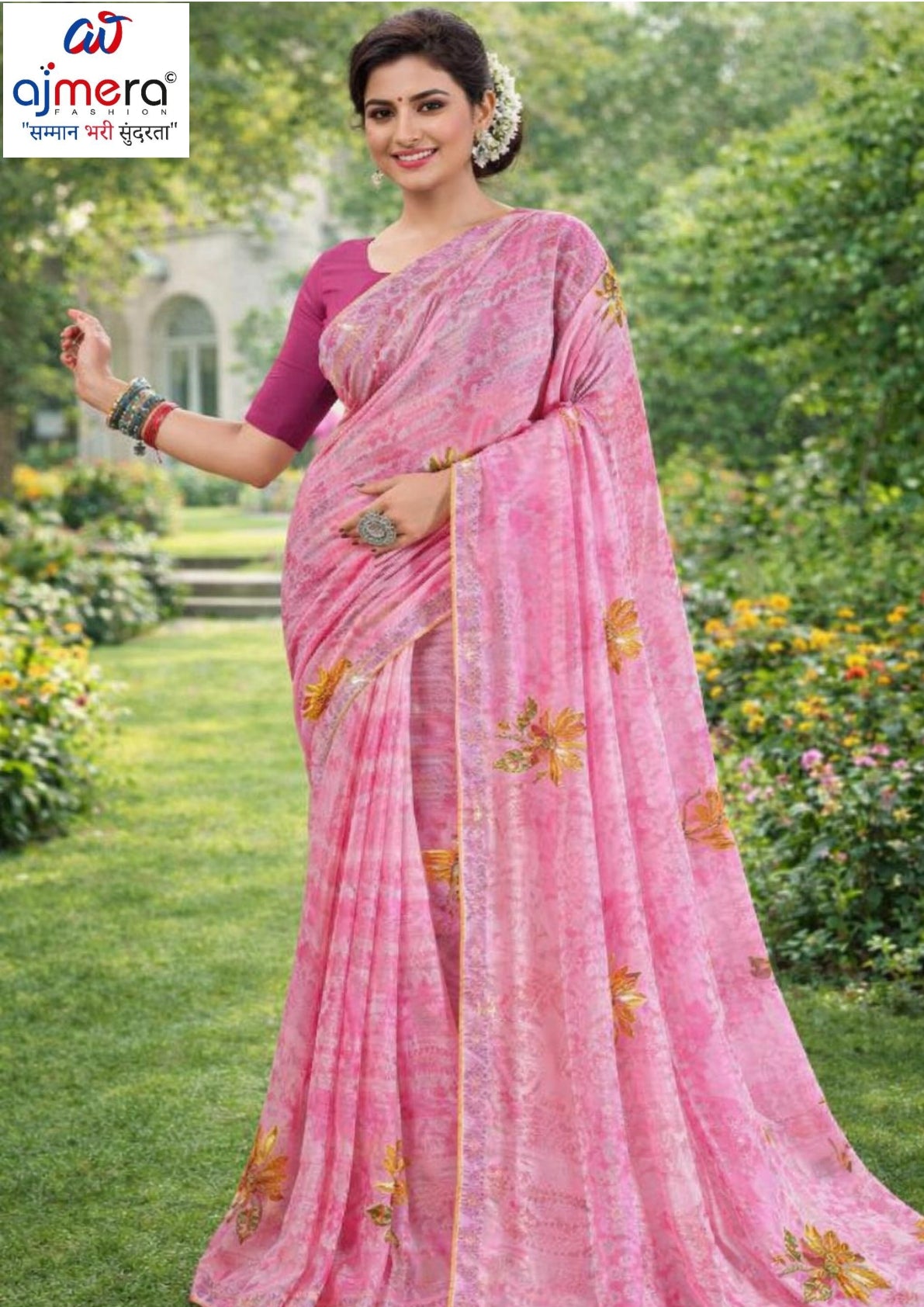 Fashionable Printed Saree with Blouse Piece for Festive Collection  | PRM-MASKA