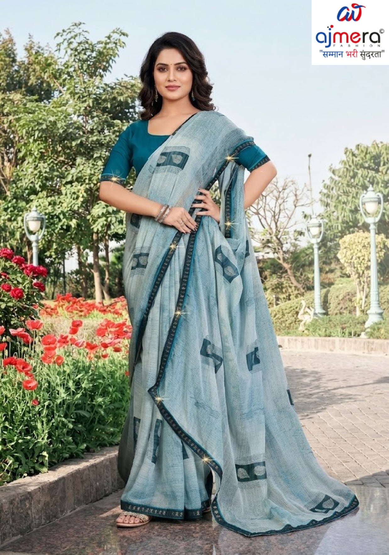 Contemporary Printed Saree with Blouse Piece for Premium Wear  | PRM-PARAS
