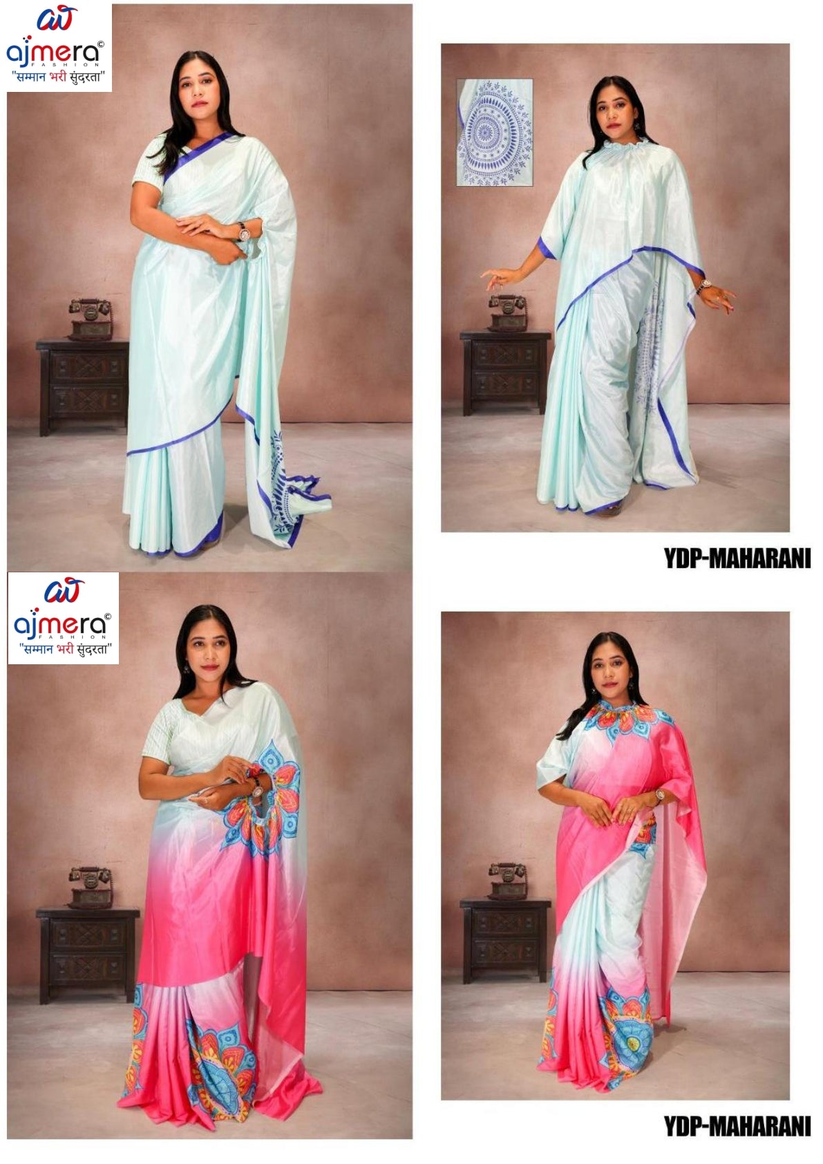 Chinon Print Loose Saree with Blouse for Premium Ethnic and Traditional Wear | YDP-MAHARANI