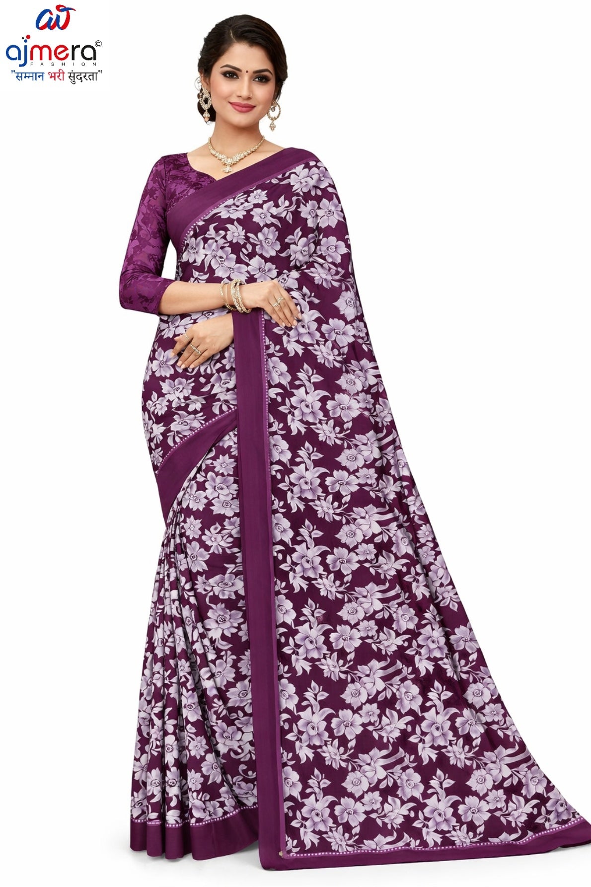 Linen Jari Print Loose Saree with Blouse for Premium Ethnic and Traditional Wear | SBI-SATIN SILK