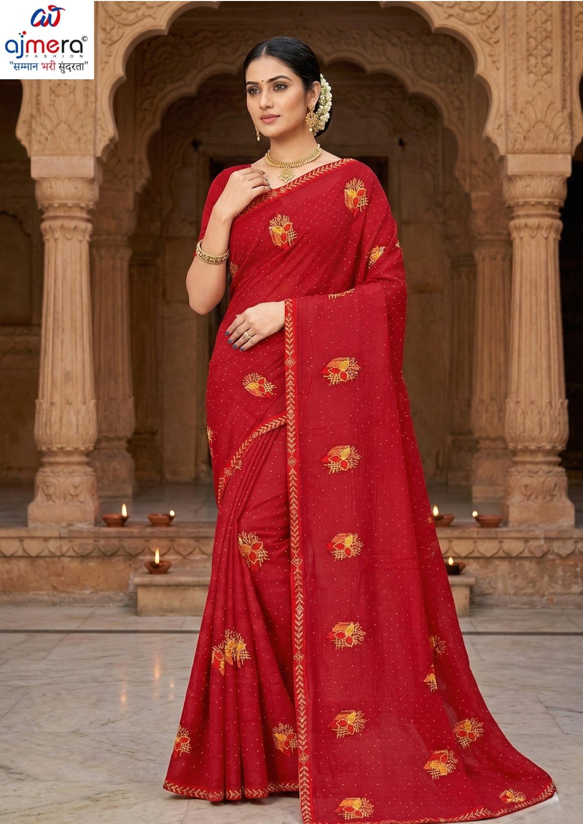 Dyed Matching Saree Wholesaler with Blouse Piece for Premium Ethnic and Traditional Wear | VKM-SUJATA