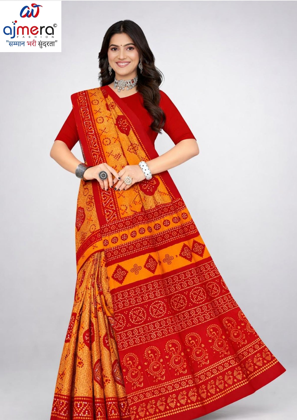 Handloom Cotton Saree with Without Blouse for Premium Ethnic and Traditional Wear | DS-CHIKU BANDHANI