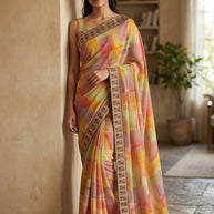 Premium Printed Saree with Matching Blouse Piece for Ethnic Elegance  | SVS-FOSTTA