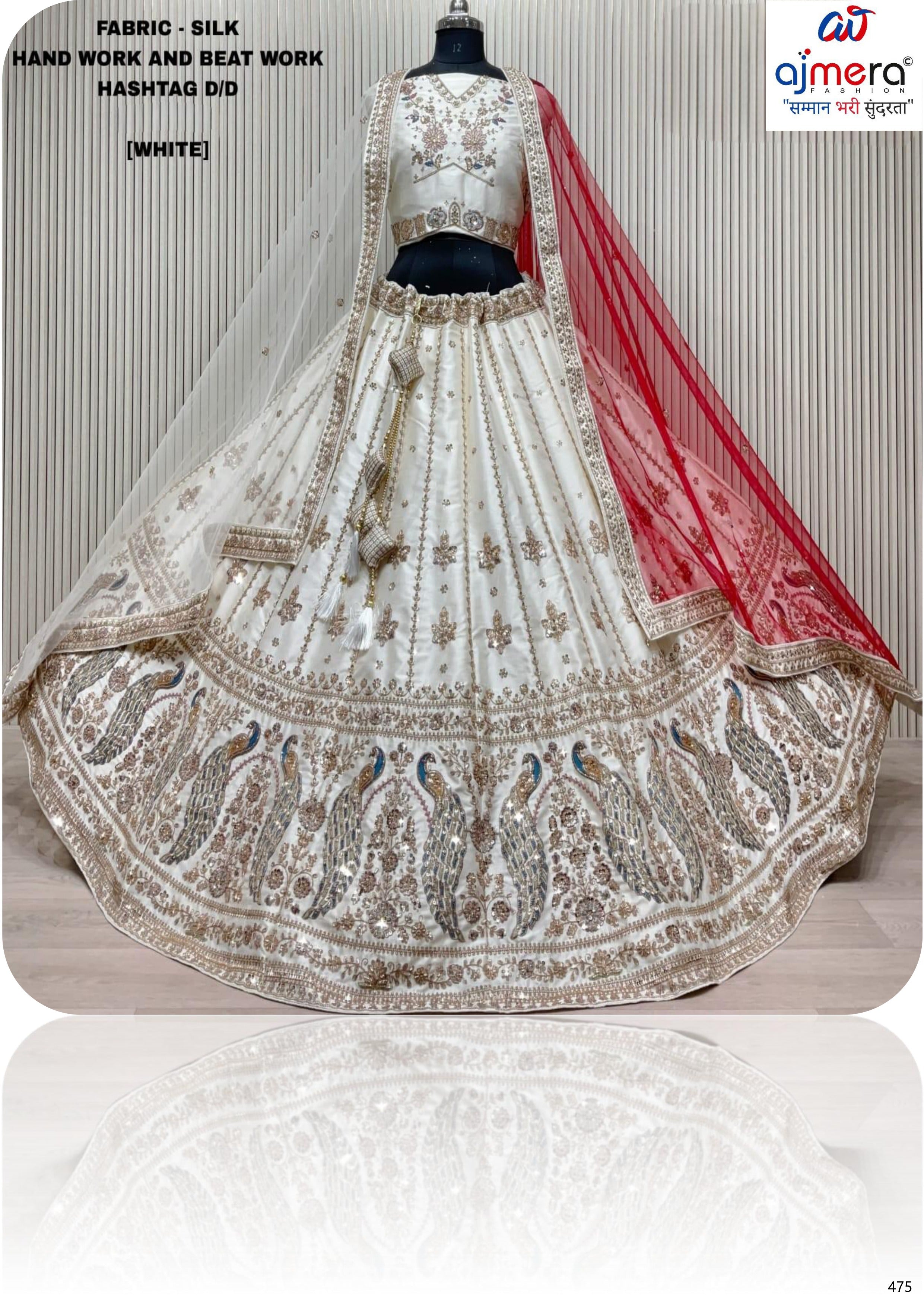 Hand Work And Beads Work Lehenga Choli With Dupatta Manufacturer Supplier Exporter|ABF-HASHTAG