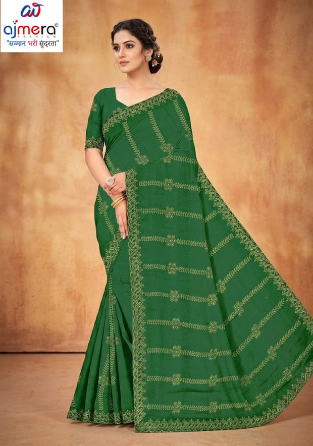 Fandy Embroidery Dyed Matching Saree with Blouse Piece for Premium Ethnic and Traditional Wear | RAL-ISHIKA-1
