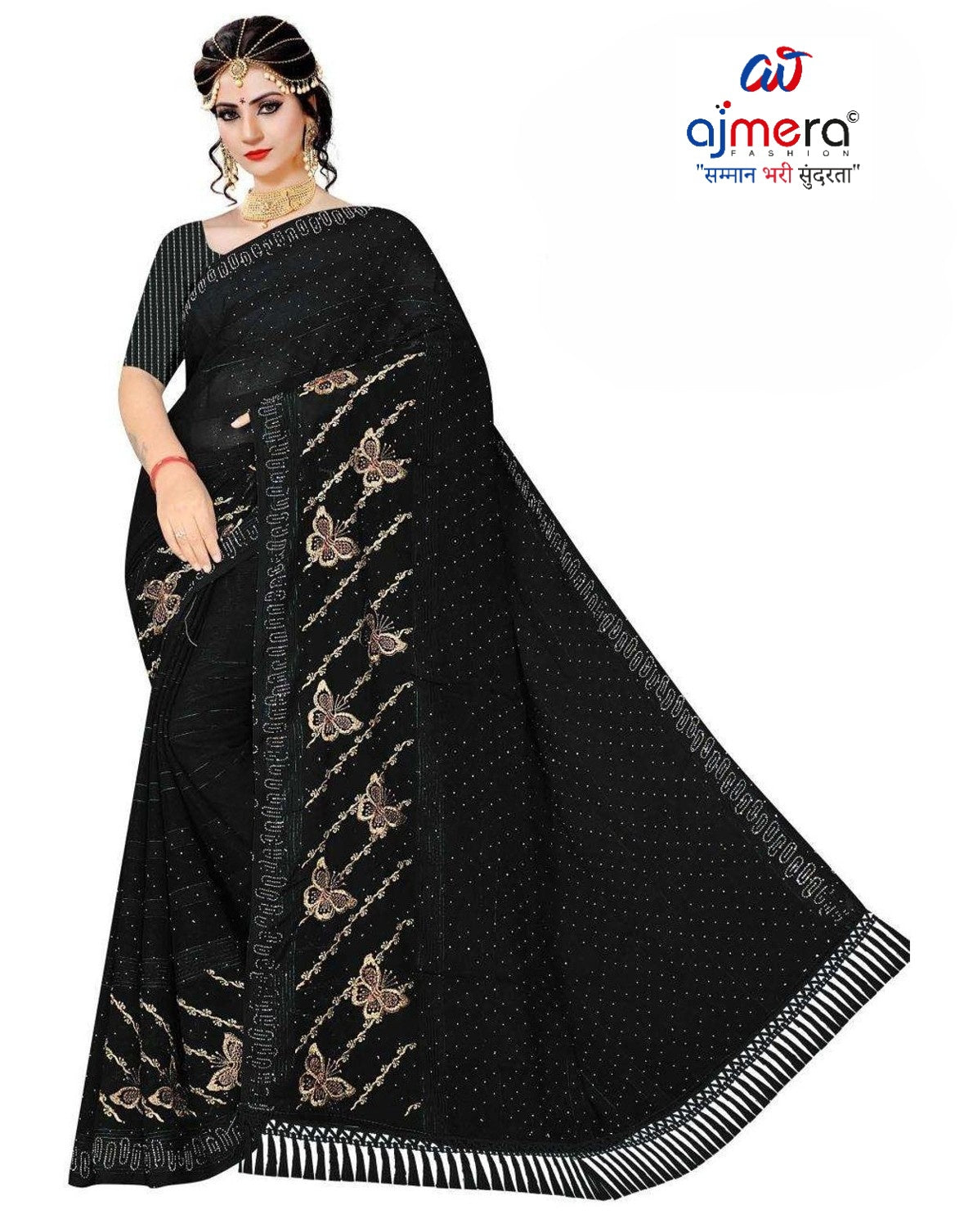 Soft Lycra Matching Saree with Blouse Piece for Premium Ethnic and Traditional Wear | VKM-KACHE DHAGE