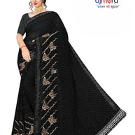 Soft Lycra Matching Saree with Blouse Piece for Premium Ethnic and Traditional Wear | VKM-KACHE DHAGE