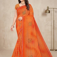 Designer Printed Saree with Blouse Piece for Special Occasions  | SNR-DEVIKA