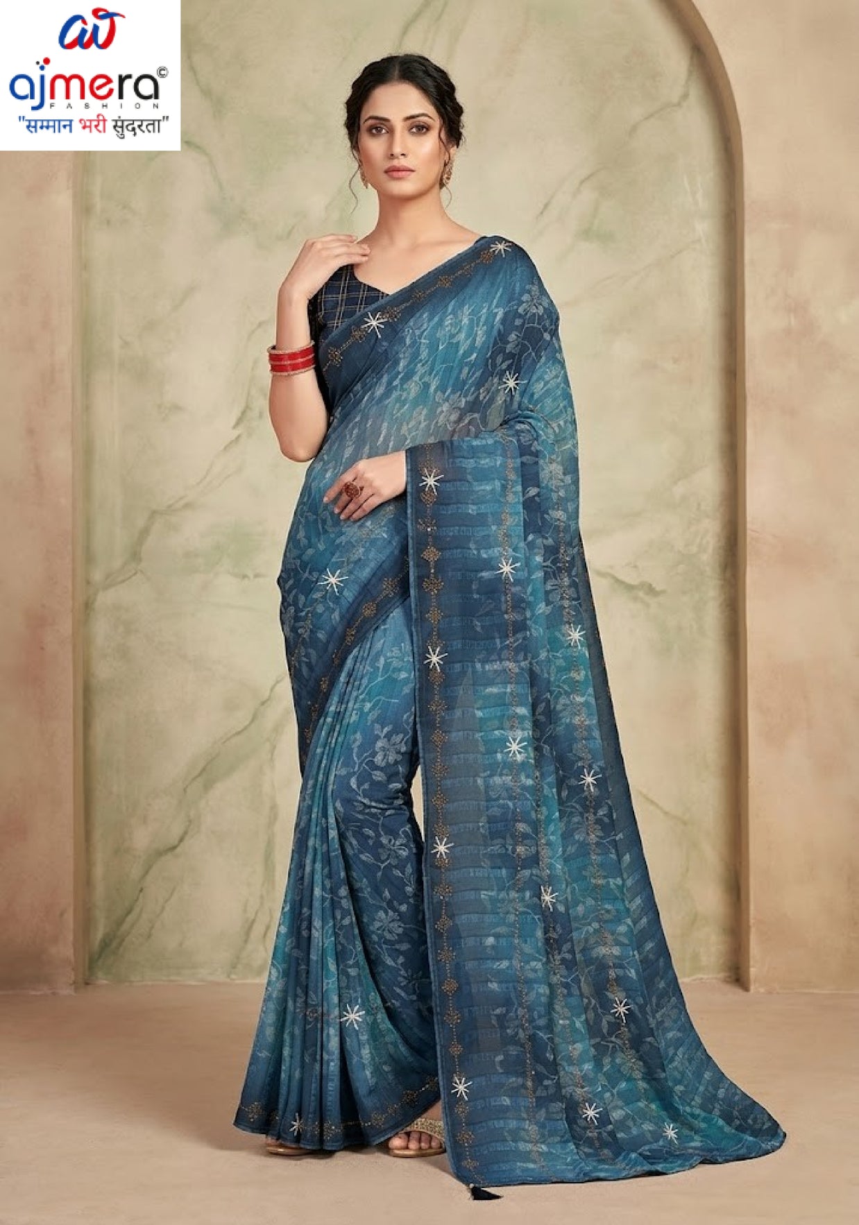 Elegant Printed Saree with Designer Blouse Piece for Festive Wear | SSR-AGARTALA