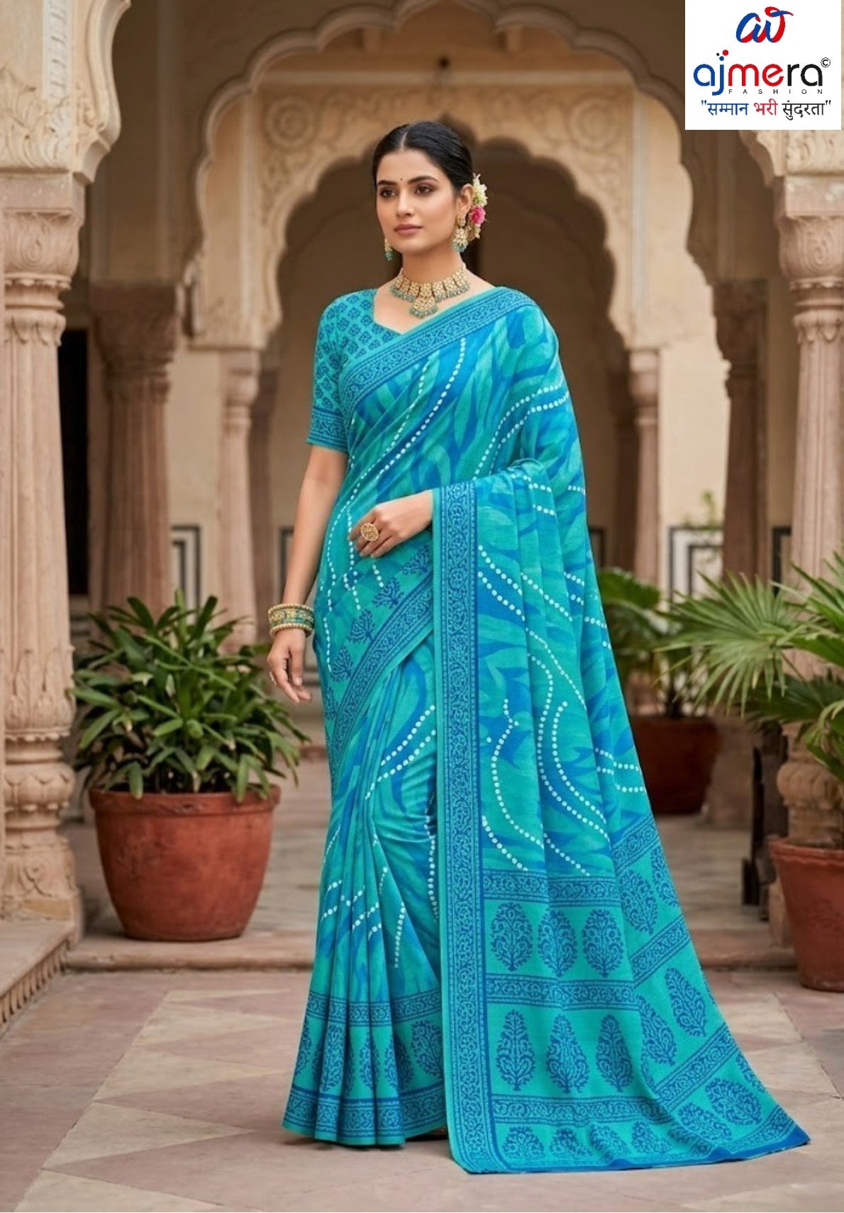 Designer Printed Saree with Blouse Piece for Special Occasions | SSR-DESI CHAMAK