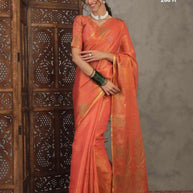 Apricot Linen Saree with Blouse for Premium Ethnic and Festive Wear | ALL-APRICOT-268
