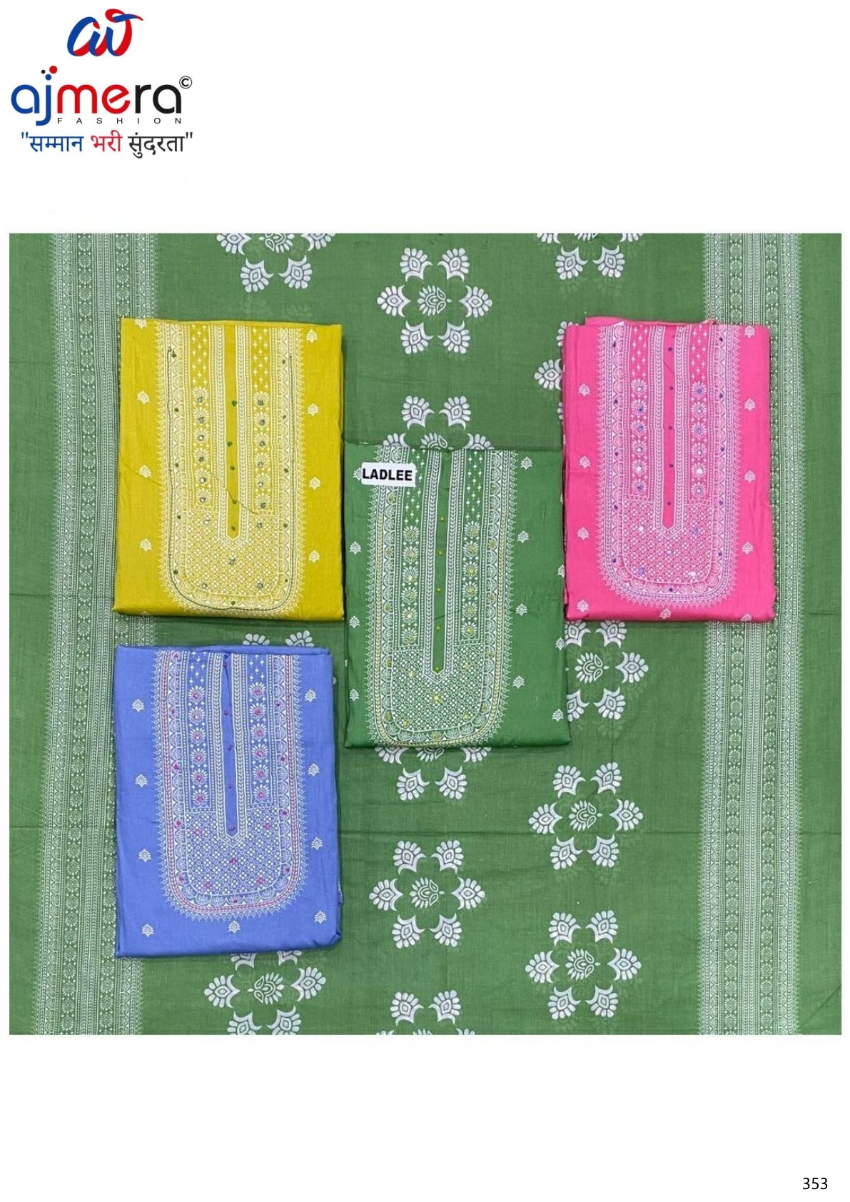 Premium Cotton Unstitched Suit Set | KRN-LADLEE
