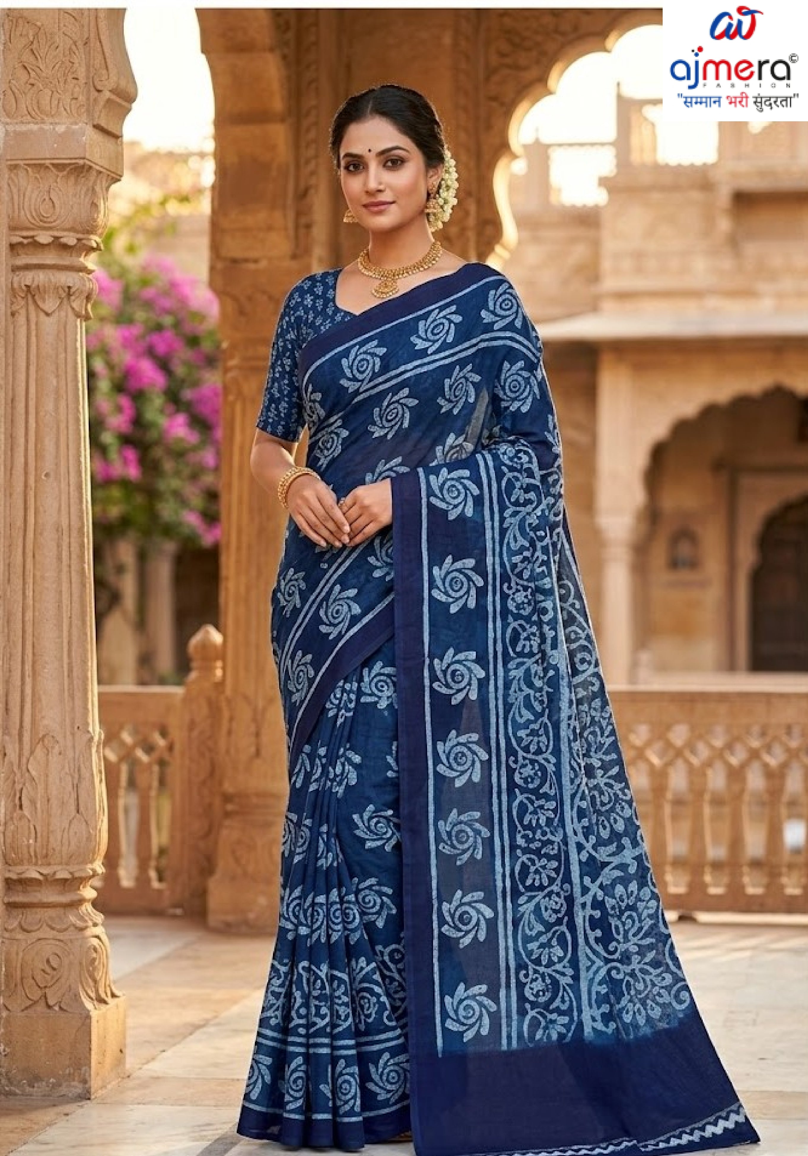 Classic Printed Saree with Blouse Piece for Timeless Traditional Style  | SSR-CALVIN
